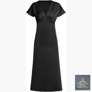 Midi Dress V-Neck Ruffled A-Line Formal Party Wedding Cocktail Gown